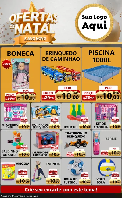 Modelo de Encarte para Encarte Grande com o tema Ofertas De Natal E Ano Novo para Brinquedos