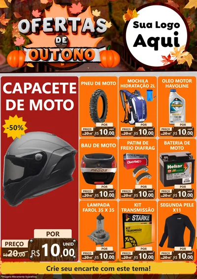 Modelo de Encarte para Encarte A4 Vertical com o tema Ofertas de Outono para Moto peças