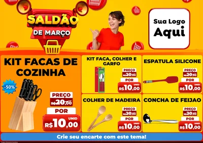Modelo de Encarte para Encarte A4 Horizontal com o tema Saldão de Março para Utilidades Domésticas