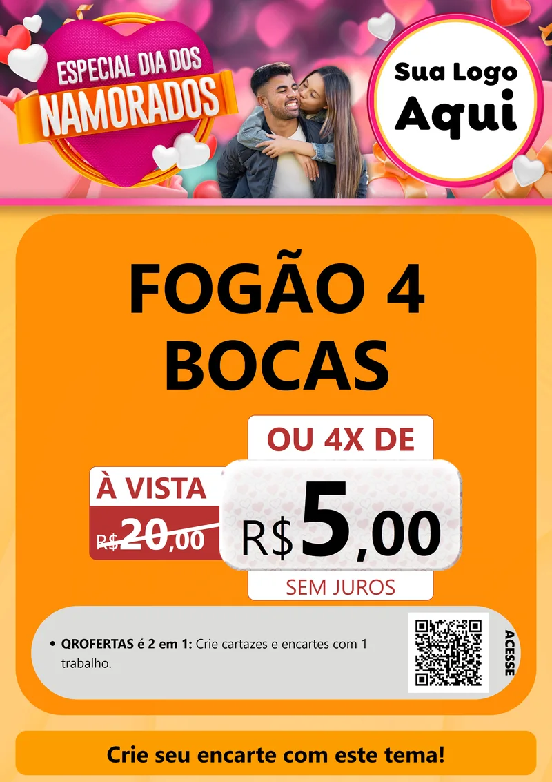 Modelo de Cartaz para Cartaz A4 Vertical com o tema Especial Dia dos Namorados para Móveis e Eletro