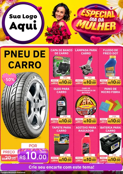 Modelo de Encarte para Encarte A4 Vertical com o tema Especial Dia da Mulher para Auto peças