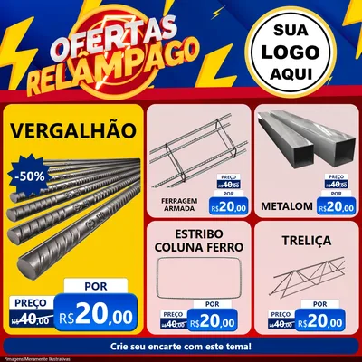 Modelo de Rede Social para Feed Facebook com o tema Ofertas Relâmpago para Ferragens