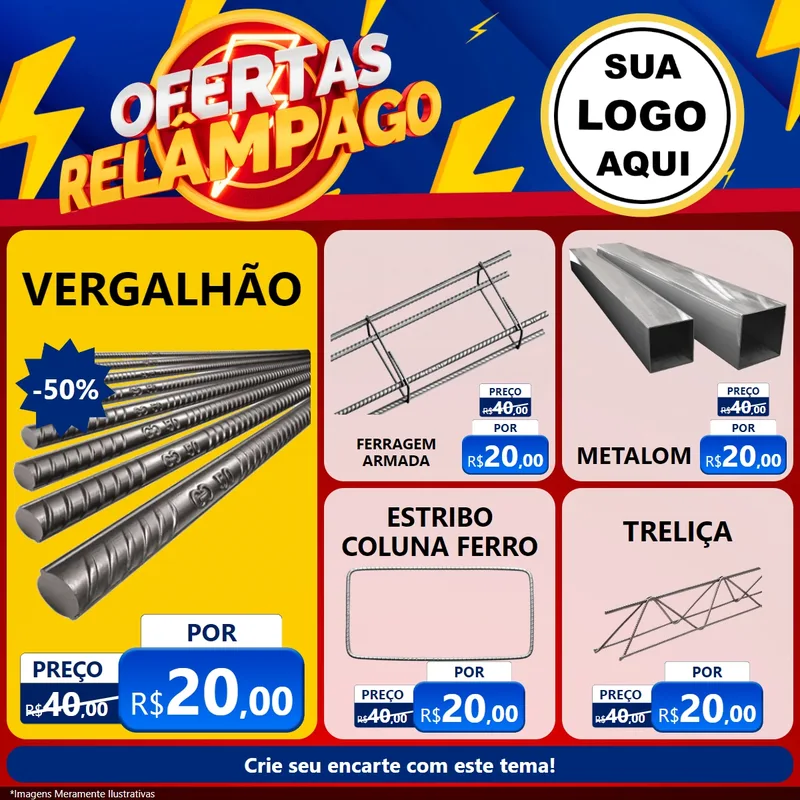 Modelo de Rede Social para Feed Facebook com o tema Ofertas Relâmpago para Ferragens