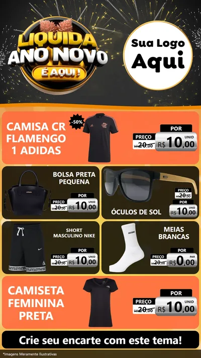 Modelo de TV para TV Vertical com o tema Liquida Ano Novo É Aqui! para Roupas e acessórios
