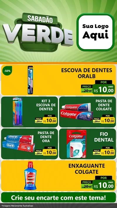 Modelo de TV para TV Vertical com o tema Sabadão Verde para Higiene Pessoal