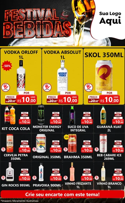 Modelo de Encarte para Encarte Grande com o tema Festival de Bebidas para Distribuidora de bebidas