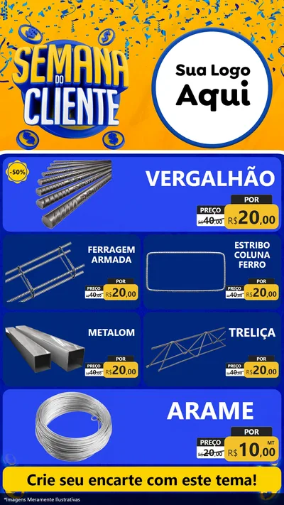 Modelo de TV para TV Vertical com o tema Semana do Cliente para Ferragens