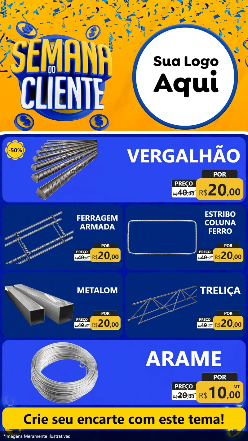 Modelo de TV para TV Vertical com o tema Semana do Cliente para Ferragens