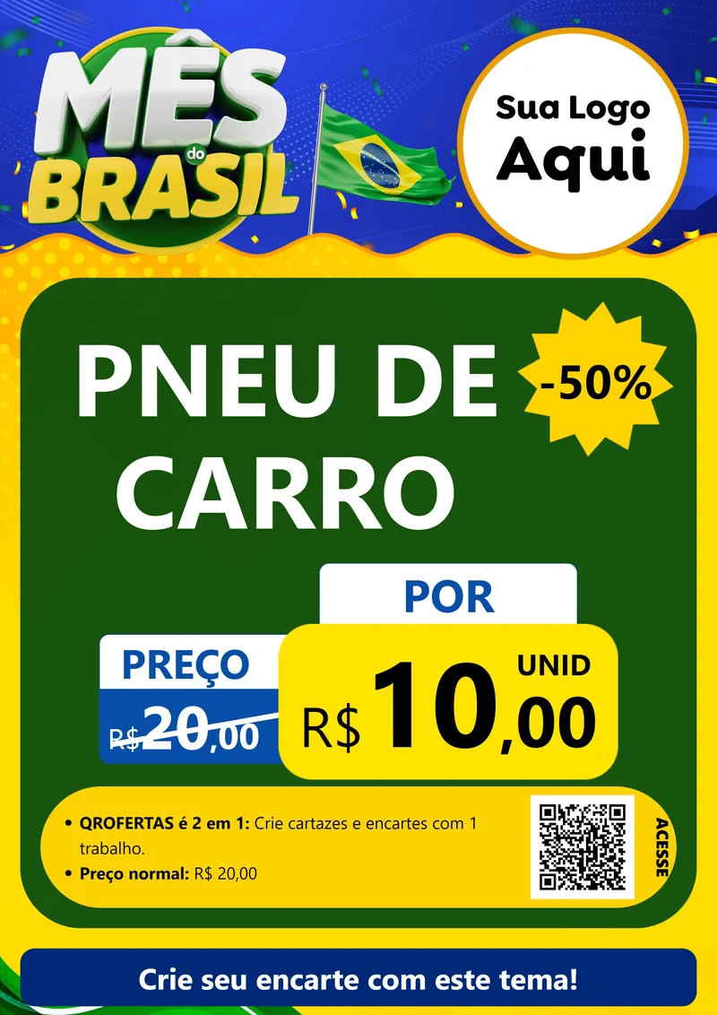 Modelo de Cartaz para Cartaz A4 Vertical com o tema Mês do Brasil para Auto peças