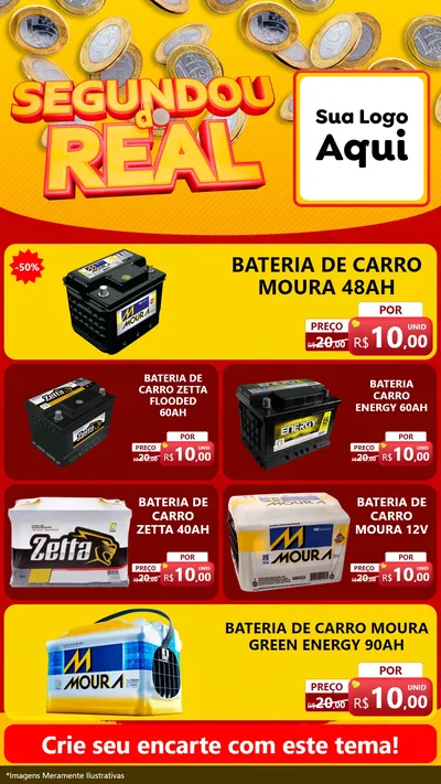 Modelo de TV para TV Vertical com o tema Segundou do Real para Baterias Elétricas