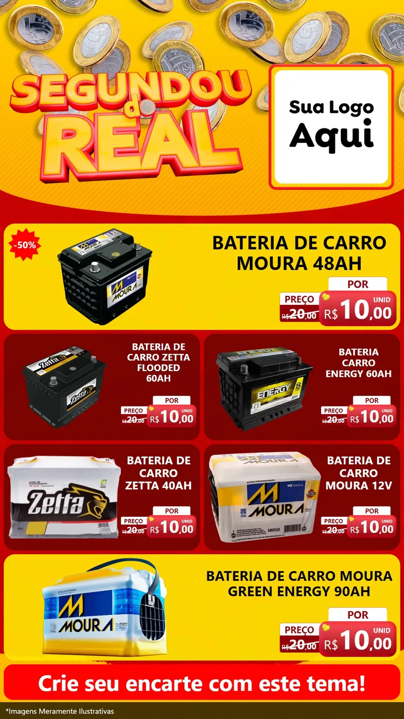 Modelo de TV para TV Vertical com o tema Segundou do Real para Baterias Elétricas