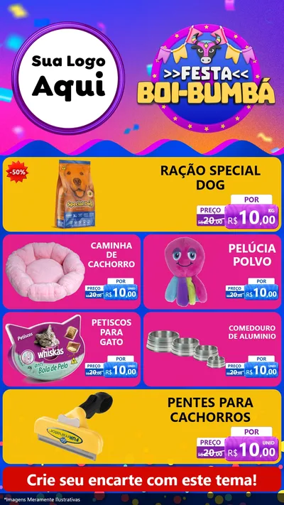 Modelo de TV para TV Vertical com o tema Festa Boi-Bumbá para Pet Shop