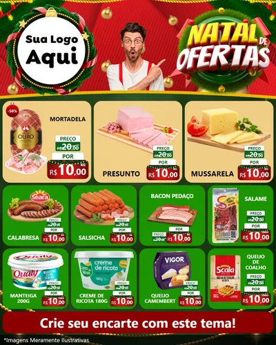 Modelo de Rede Social para Feed Instagram com o tema Natal de Ofertas para Frios e Laticínios