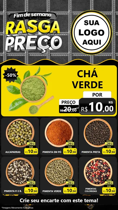 Modelo de Rede Social para Stories com o tema Fim de Semana Rasga Preço para Produtos Naturais