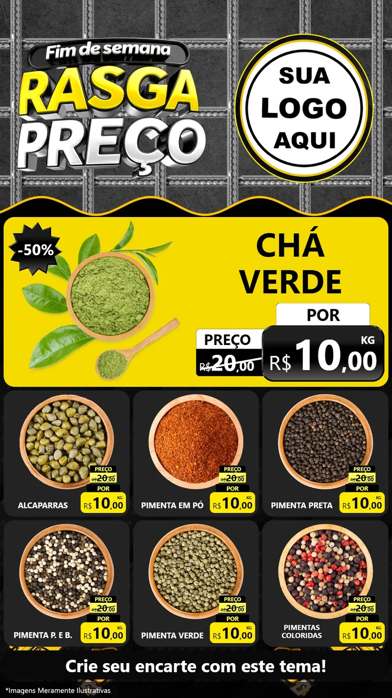 Modelo de Rede Social para Stories com o tema Fim de Semana Rasga Preço para Produtos Naturais