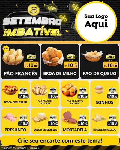 Modelo de Rede Social para Feed Instagram com o tema Setembro Imbatível para Padaria