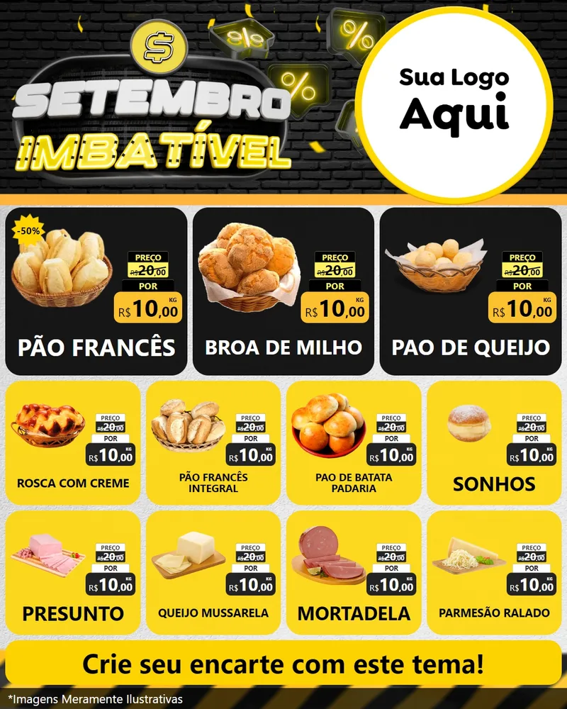 Modelo de Rede Social para Feed Instagram com o tema Setembro Imbatível para Padaria