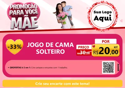 Modelo de Cartaz para Cartaz A4 Horizontal com o tema Promoção Para Você Mãe para Cama, Mesa e Banho
