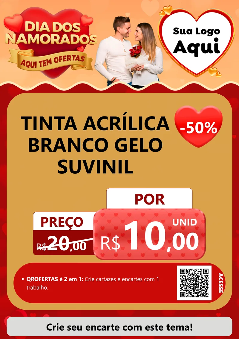 Modelo de Cartaz para Cartaz A4 Vertical com o tema Dia dos Namorados - Aqui Tem Ofertas para Tintas e Ferramentas