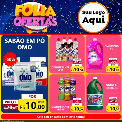 Modelo de Rede Social para Feed Facebook com o tema Folia de Ofertas para Produtos de Limpeza