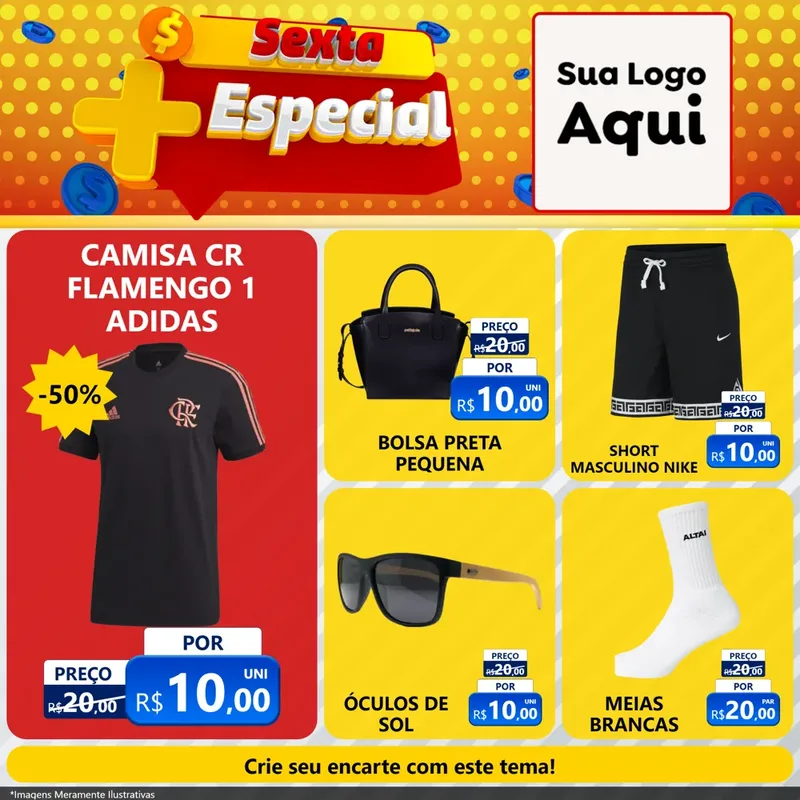 Modelo de Rede Social para Feed Facebook com o tema Sexta Mais Especial para Roupas e acessórios