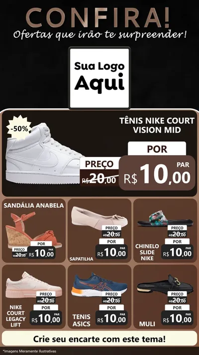 Modelo de Rede Social para Stories com o tema Confira! Ofertas que irão te surpreender! para Calçados