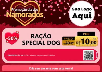 Modelo de Cartaz para Cartaz A4 Horizontal com o tema Promoção Dia Dos Namorados para Pet Shop