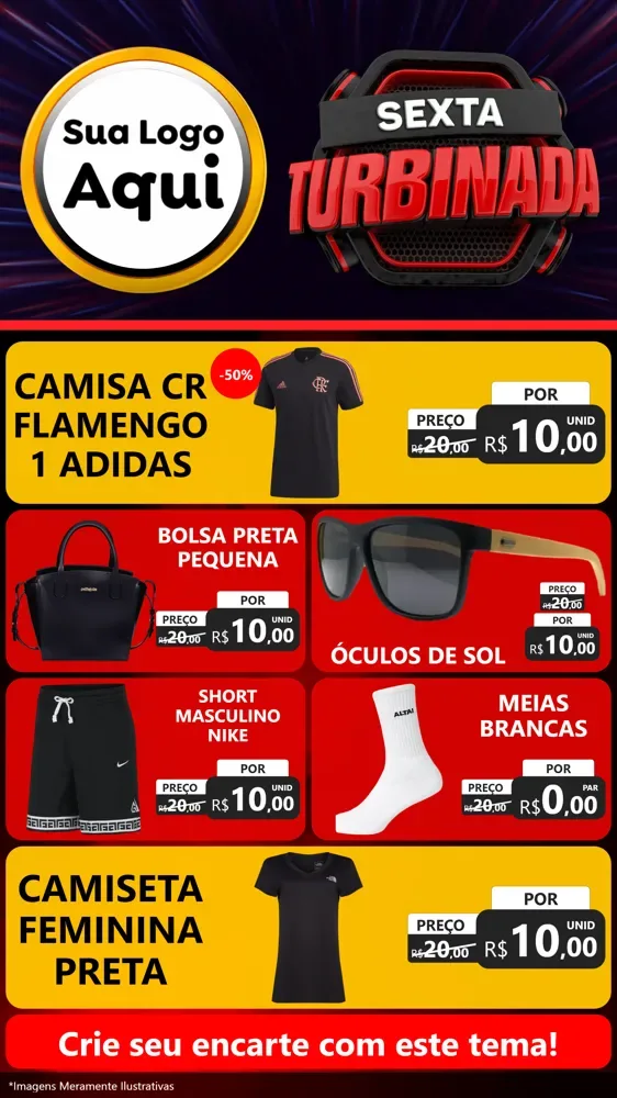 Modelo de TV para TV Vertical com o tema Sexta Turbinada para Roupas e acessórios