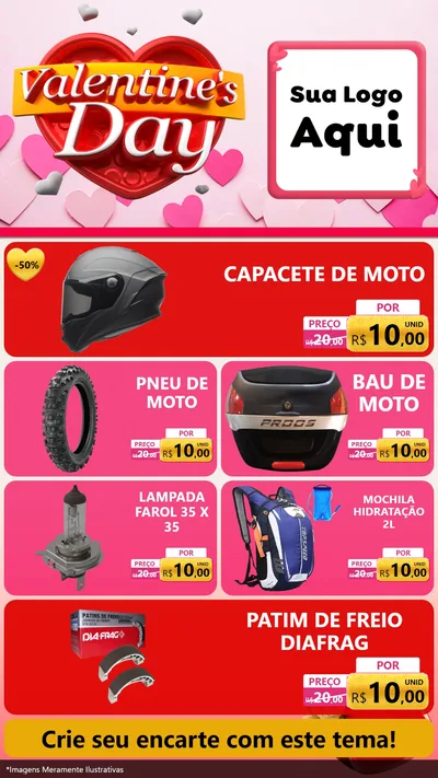 Modelo de TV para TV Vertical com o tema Valentine's Day para Moto peças