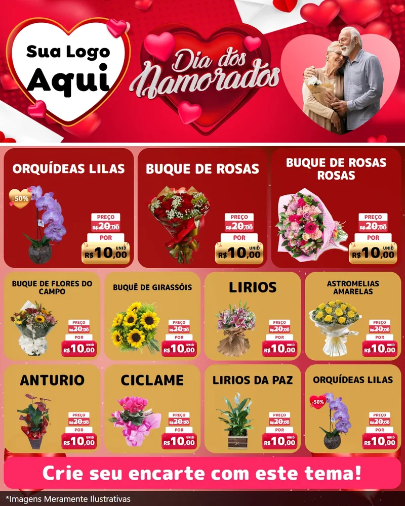 Modelo de Rede Social para Feed Instagram com o tema Dia Dos Namorados para Floricultura e jardim