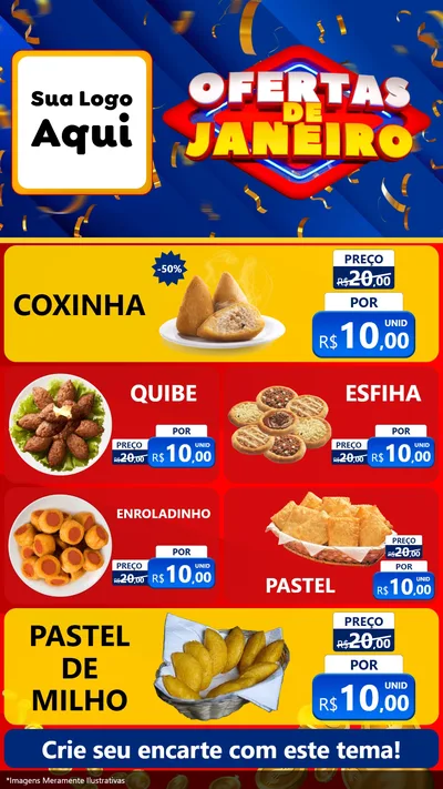 Modelo de TV para TV Vertical com o tema Ofertas de Janeiro para Salgadaria