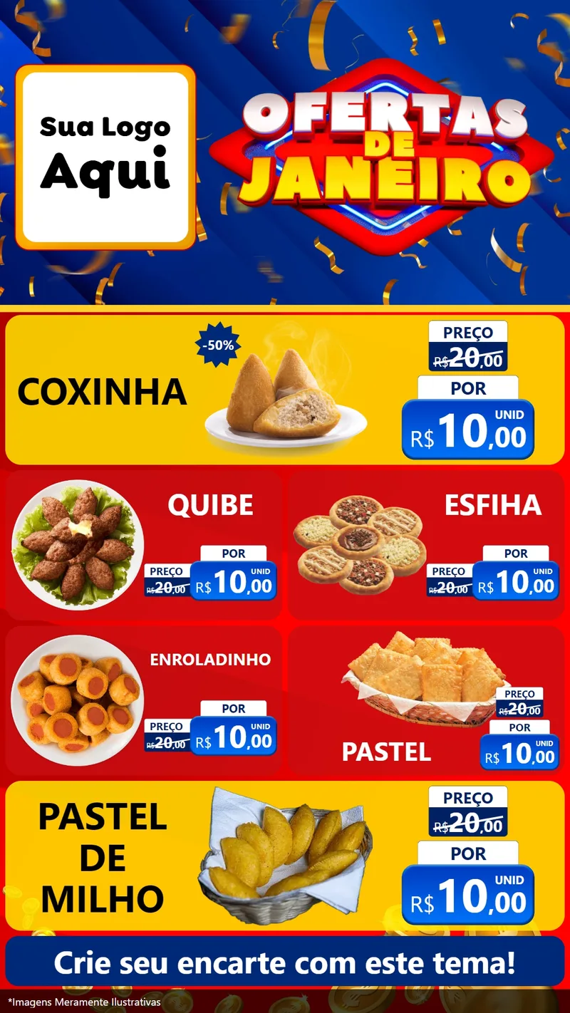 Modelo de TV para TV Vertical com o tema Ofertas de Janeiro para Salgadaria