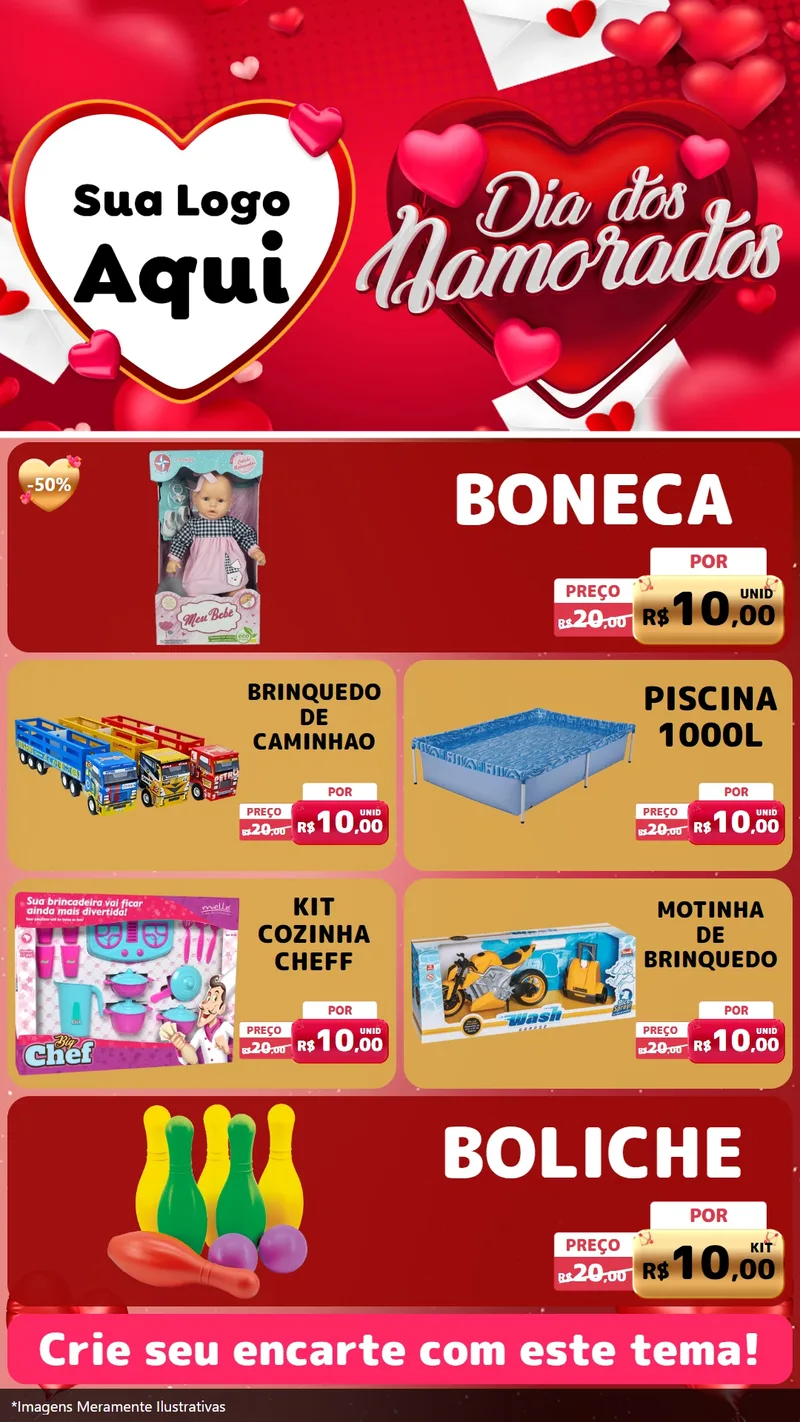 Modelo de TV para TV Vertical com o tema Dia Dos Namorados para Brinquedos