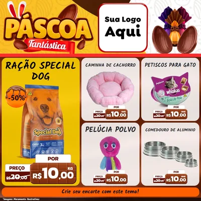 Modelo de Rede Social para Feed Facebook com o tema Páscoa Fantástica para Pet Shop