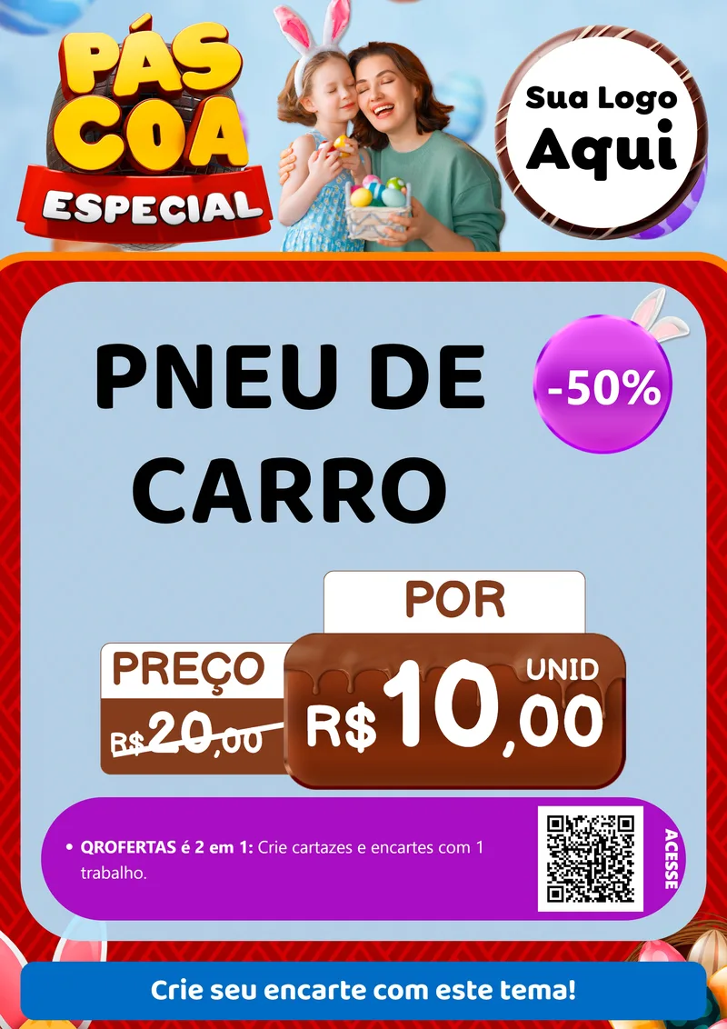 Modelo de Cartaz para Cartaz A4 Vertical com o tema Páscoa Especial para Auto peças