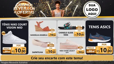Modelo de TV para TV Horizontal com o tema Grande Réveillon de Ofertas para Calçados