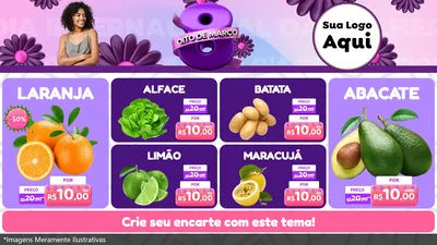 Modelo de TV para TV Horizontal com o tema Oito de Março - Dia da Mulher para Hortifrúti