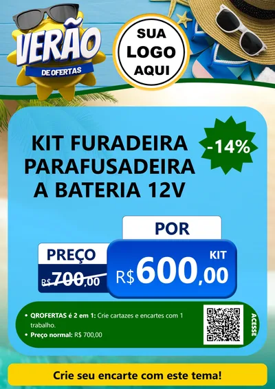 Modelo de Cartaz para Cartaz A4 Vertical com o tema Verão de Ofertas para Maquinas e Ferramentas