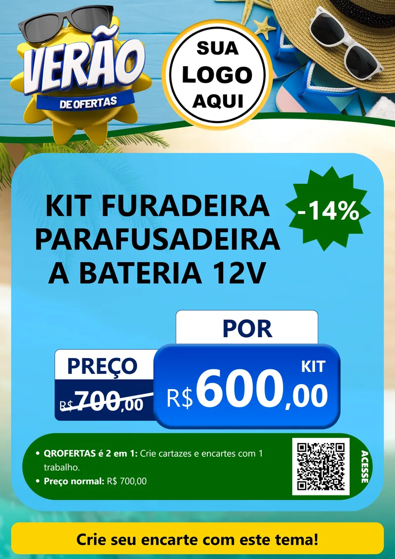 Modelo de Cartaz para Cartaz A4 Vertical com o tema Verão de Ofertas para Maquinas e Ferramentas
