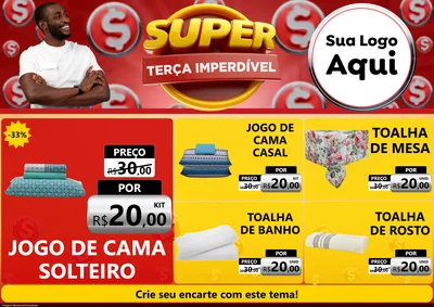 Modelo de Encarte para Encarte A4 Horizontal com o tema Super Terça Imperdível para Cama, Mesa e Banho