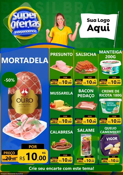Modelo de Encarte para Encarte A4 Vertical com o tema Super Ofertas de Independência para Frios e Laticínios