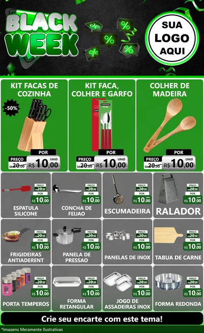 Modelo de Encarte para Encarte Grande com o tema Black Week para Utilidades Domésticas