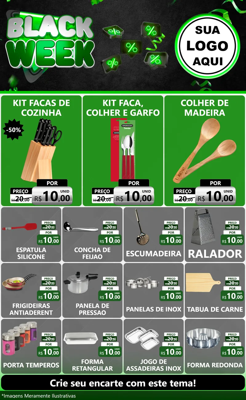 Modelo de Encarte para Encarte Grande com o tema Black Week para Utilidades Domésticas