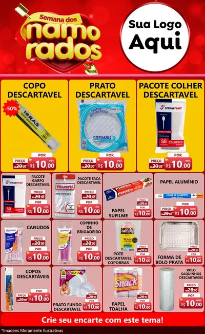 Modelo de Encarte para Encarte Grande com o tema Semana dos namorados para Embalagens