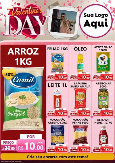 Modelo de Encarte para Encarte A4 Vertical com o tema Valentine's Day para Supermercado