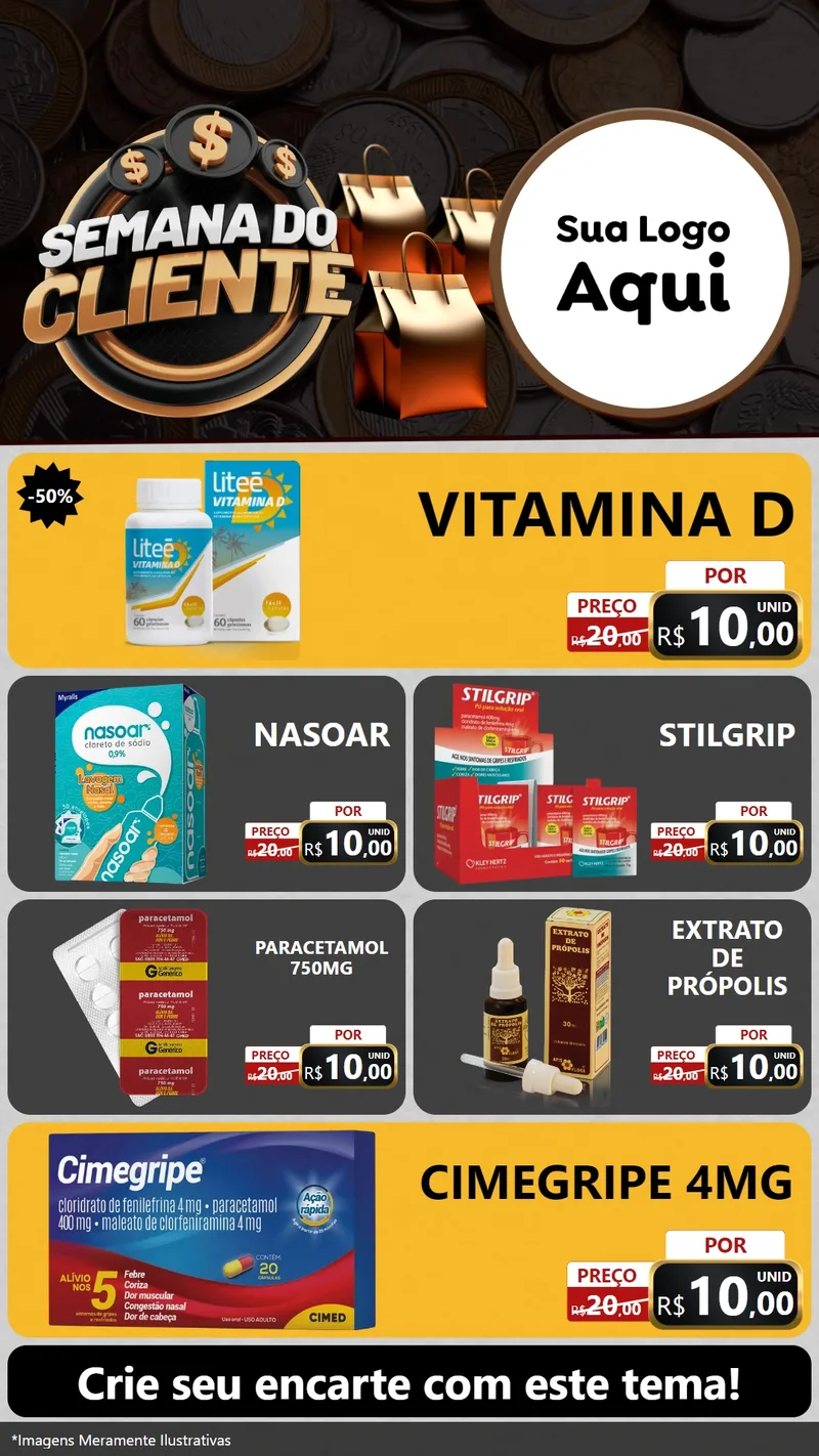 Modelo de TV para TV Vertical com o tema Semana do Cliente para Farmácia