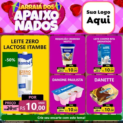 Modelo de Rede Social para Feed Facebook com o tema Arraiá dos Apaixonados para Frios e Laticínios