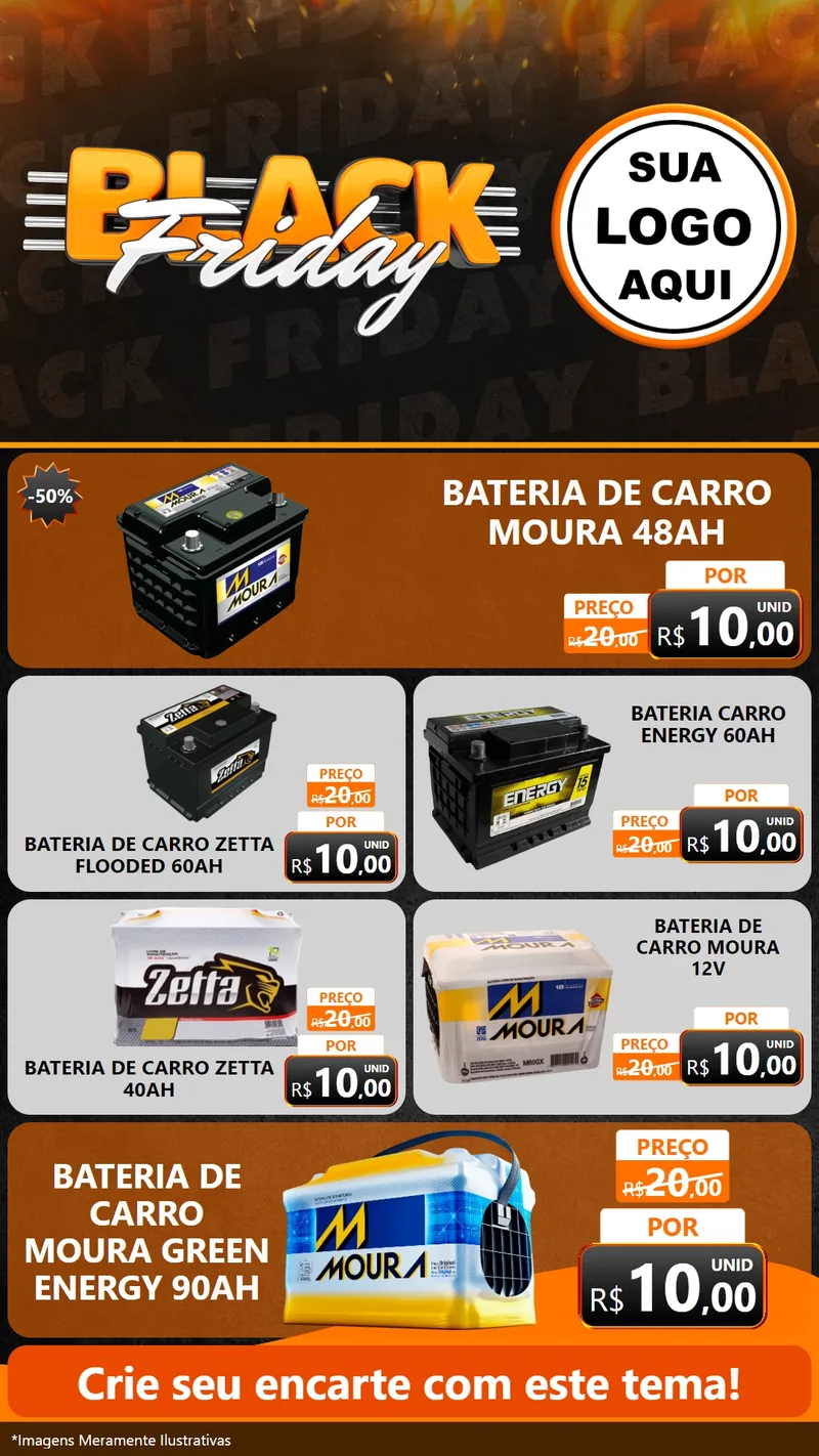 Modelo de TV para TV Vertical com o tema Black Friday para Baterias Elétricas