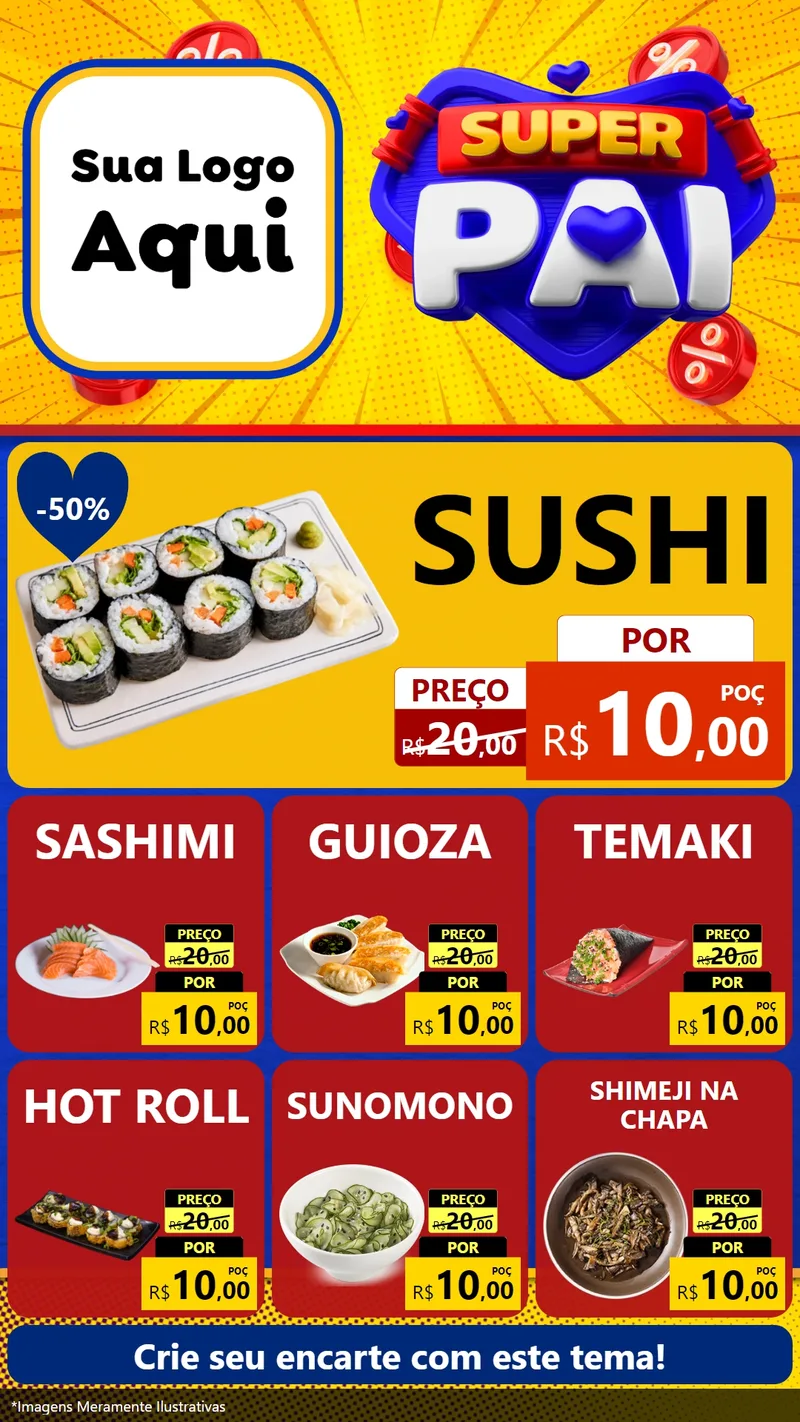Modelo de Rede Social para Stories com o tema Super Pai para Comida japonesa