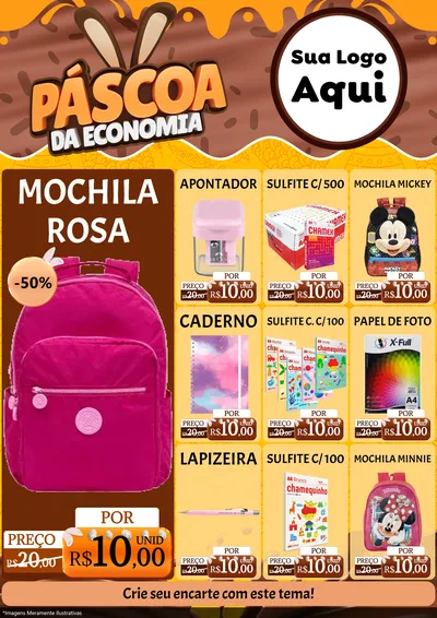 Modelo de Encarte para Encarte A4 Vertical com o tema Páscoa da Economia para Papelaria